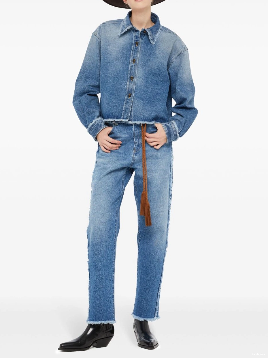 Affordable Women jacket cropped frayed Alanui denim 0816
